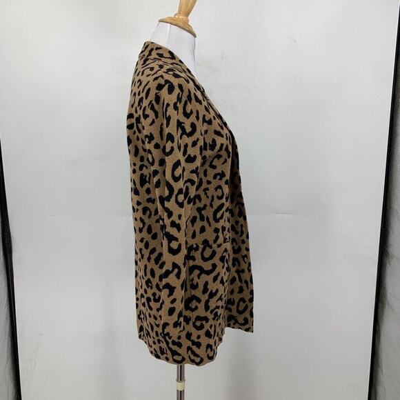 J Crew Cardigan Womens XS Extra Small Cheetah Wool Blend Open Front Sweater - Picture 6 of 13